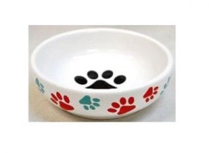 YARRO Miska ceramiczna z motywem łapek 14x4,5cm dla psa lub kota