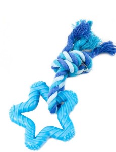 YARRO GWIAZDKA GUMOWA ZE SZNUREM BAWEŁNIANYM 15CM NIEBIESKA